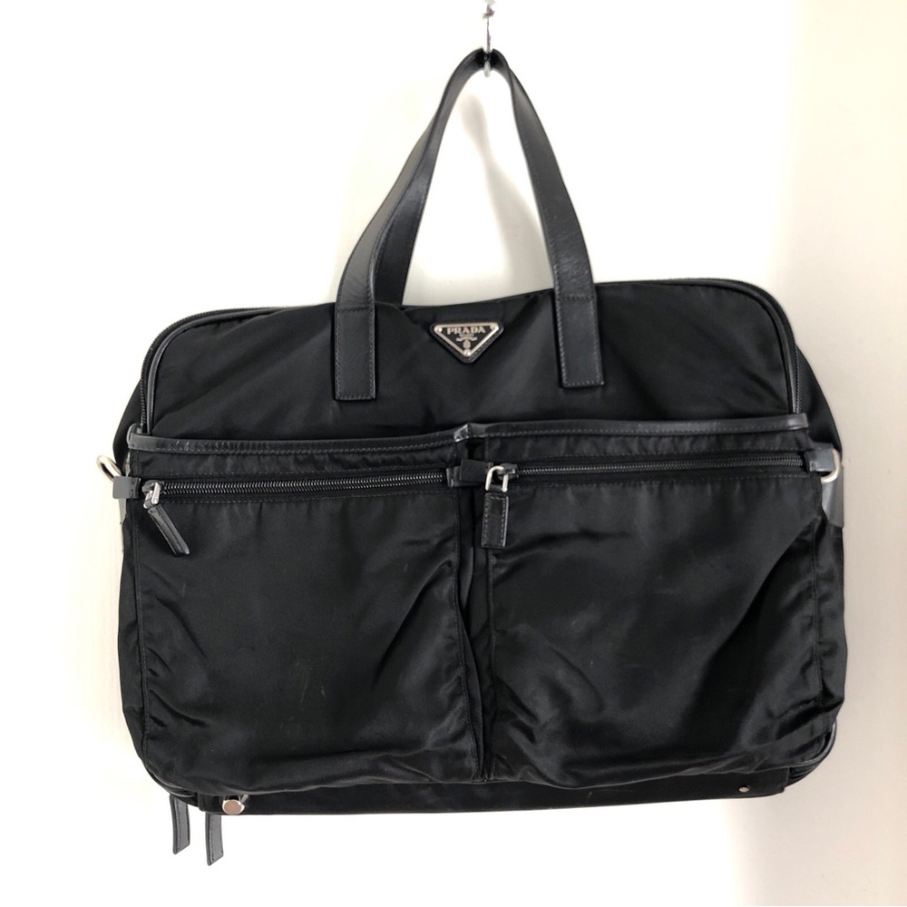 Prada Black re-Nylon saffiano leather Travel Tote Bag - Picture 3 of 15